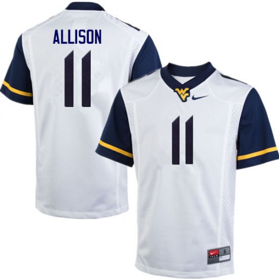 Men's West Virginia Mountaineers NCAA #11 Jack Allison White Authentic Nike Stitched College Football Jersey JY15K66UV